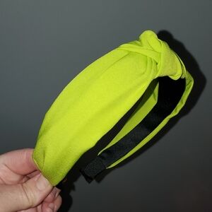 New handmade boutique top knot flexible wide headband neon green